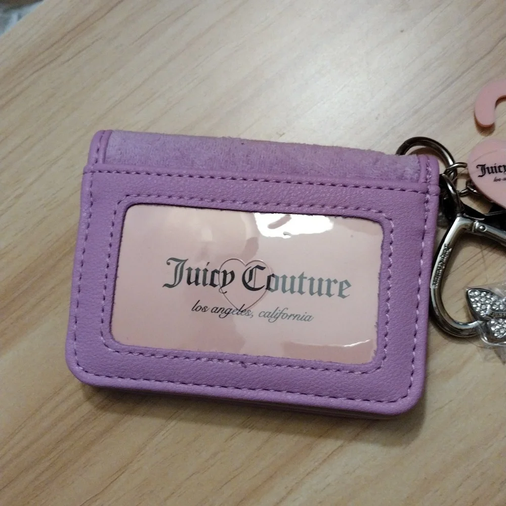 Juicy Couture Violet Tulle Wing It Card Case with Heart Charm Key Fob 🦋✨ 🆕